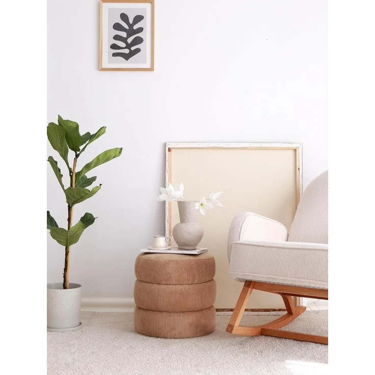 Stylish Camel Pouffe, 40 x 40 x 40 cm, 100% Wooden Frame, Soft Teddy Fabric | Perfect for Modern Living Rooms & Cozy Spaces, Elegant & Versatile Design – Bild 1