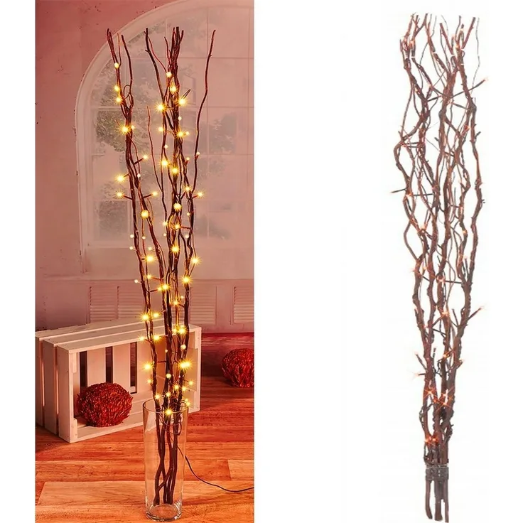 INDA-Exclusiv Lichtervorhang Lichterzweige / Dekozweige mit 80 LEDs braun