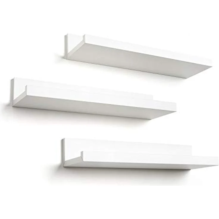 Americanflat 36 cm Schweberegal für die Wand - Wandregal weiß aus Verbundholz für die Wandlagerung, Regal Wand für Badezimmer, Küche, Büro, Schlafzimmer und Wohnzimmer-Bildleiste - 3er Pack – Bild 1