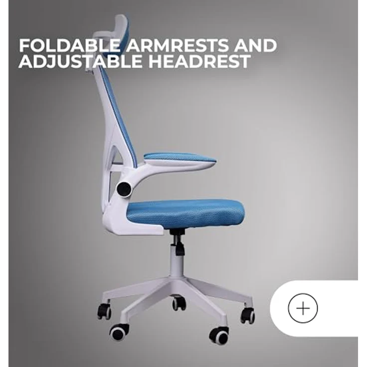 MARSGAMING MGC-ERGOPLUS, Professioneller Ergonomischer Stuhl, Dynamische Lendenwirbelstütze, Atmungsaktives Netz, Höhenverstellbar 115 und 125cm, Klappbare Armlehnen, Verstellbare Kopfstütze, Blau – Bild 5