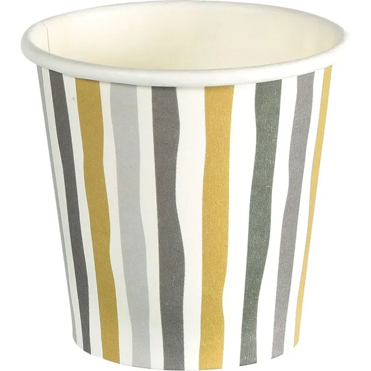 Duni Schnapsgläser Pappe Bio Stripes schwarz gold 60 ml Ø 5 x 5 cm - 20 Stück