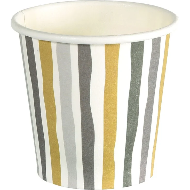 Duni Schnapsgläser Pappe Bio Stripes schwarz gold 60 ml Ø 5 x 5 cm - 20 Stück