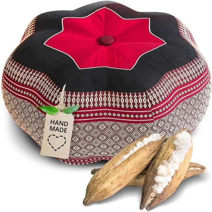 livasia Meditationskissen Zafukissen Stern groß, vegan und handgefertigt, Ø 40x20cm, Kapok – Bild 4