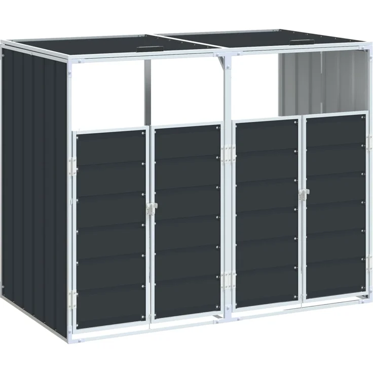 vidaXL Mülltonnenbox für 2 Tonnen Anthrazit 144x81x113 cm Stahl 4006177 – Bild 1