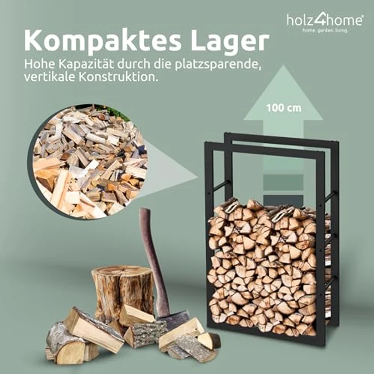 Kaminholzregal - Metall, Schwarz - BHT 60 x 100 x 25cm – Bild 7
