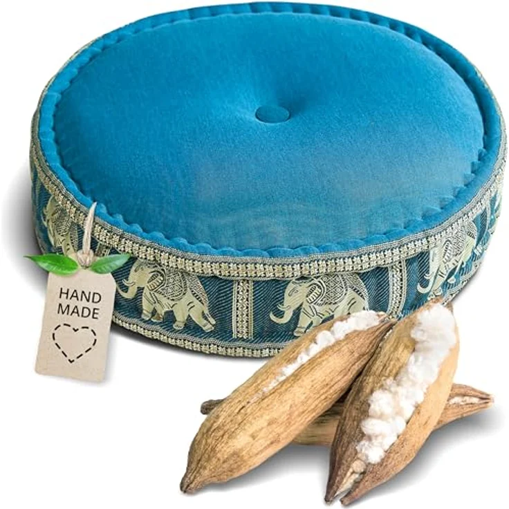 livasia Meditationskissen Zafukissen groß (Deluxe) vegan und handgefertigt, 44x15cm, Kapok – Bild 2