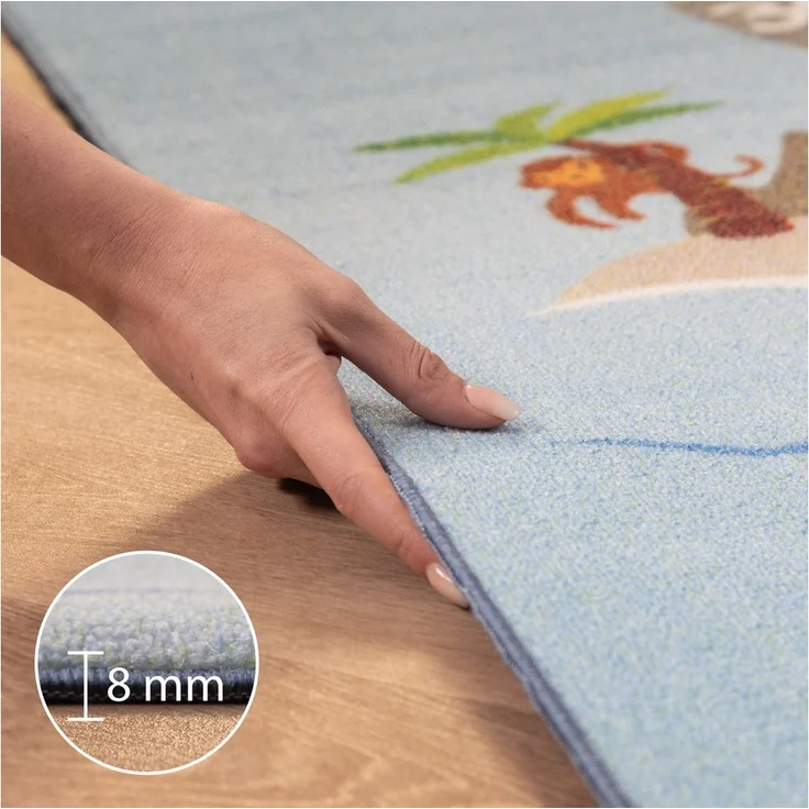 Carpettex Kinderteppich Piraten-Design, Rechteckig, Höhe: 7 mm, Kinderteppich Piraten-Design Teppich Kinderzimmer Rutschfest Waschbar – Bild 2