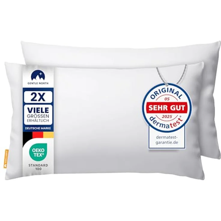 Gentle North Kopfkissen (50x80 cm groß) - 2er Set Kissen für Bett und als Dekokissen - Mit Reißverschluss für Füllung - Sofakissen - Zierkissen für Couch und Sofa - Ökotex - Waschbar bis 60° - Weiß – Bild 2