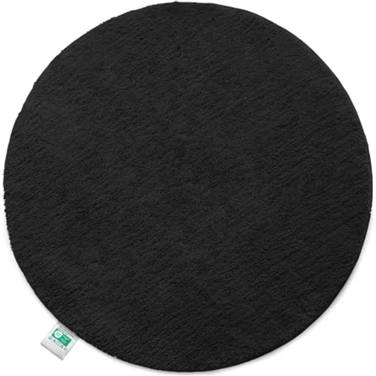 Floordirekt Badematte Sky, Rund, Flauschiger Badteppich mit 30 mm hohem Flor, Rutschfest und waschbar, Schadstoffgeprüft, Schwarz, 120 cm – Bild 1