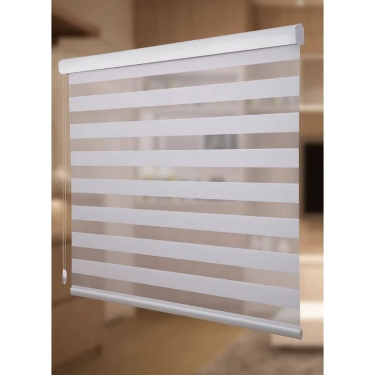 Doppelrollo Doppelrollo Alu-Kassette weiß Höhe 250 cm Sichtschutz Seitenzugrollo, Plisseeonline, Lichtschutz, Deckenmontage, Freihängend, Deckenmontage mit Clips, Robuste Alukassette und hochwertiger Polyesterstoff in weiß – Bild 4