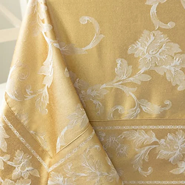 Benson Mills Harmony Scroll-Tischdecke aus gewebtem Damast-Stoff, für Alltag, Partys, besondere Anlässe, Hochzeiten und Urlaubstischdecke (152,4x304,8 cm, rechteckig, goldfarben) – Bild 5