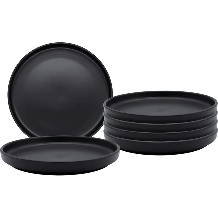 Spetebo Tafelservice Feinkeramik Service schwarz matt - 6er Set (1-tlg), 6 Personen, Feinkeramik, für Backofen und Mikrowelle geeignet
