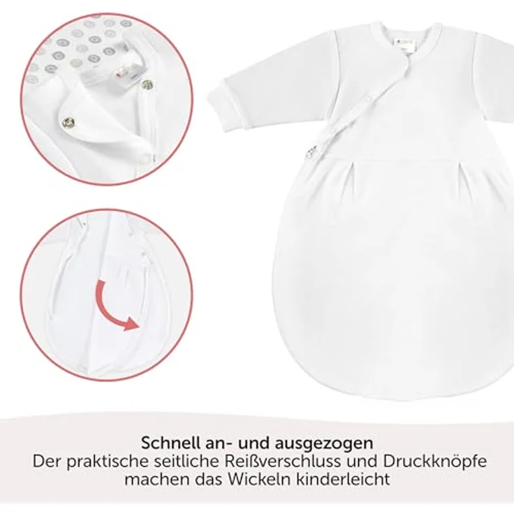 Coconette 2-tlg. Schlafsack-Set Circle Weiß Grau, 2in1 Babyschlafsack mit langärmeligen Innensack und gefüttertem Außensack, Gr. 50/56 – Bild 4