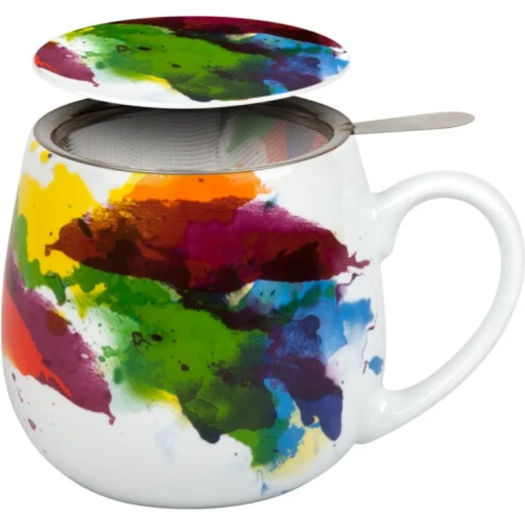 Könitz Becher mit Sieb und Deckel 420 ml Tea for you - On Colour - FLOW / Teebecher