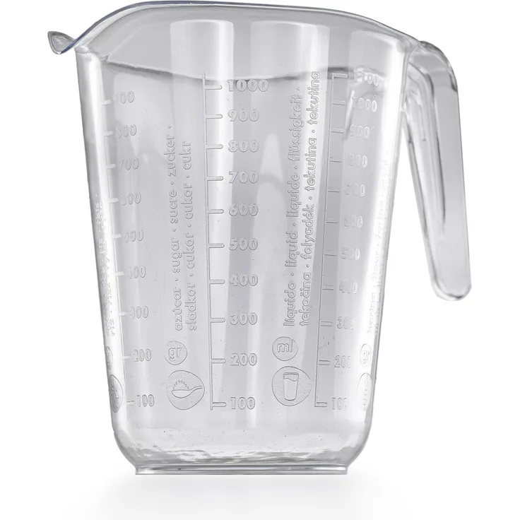 Messbecher 1l Kunststoff Transparent Messkanne Füllvolumen 1 Liter Literbecher