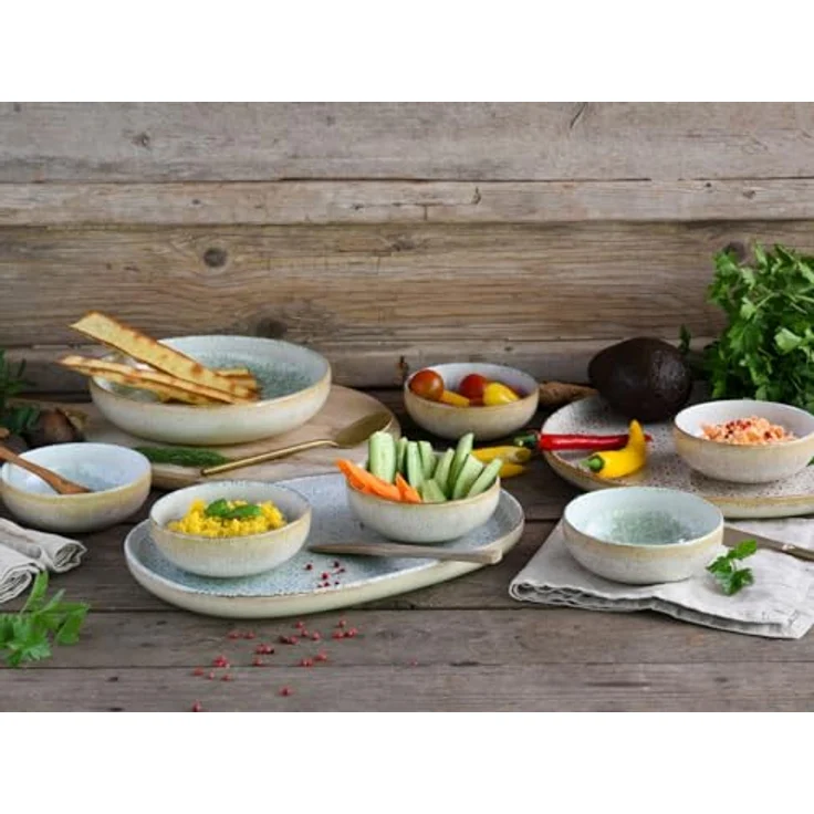 Creatable Tafelservice Uno Emiliana, 12-teilig, creme-grün, lebensmittelecht, stapelbar, Keramik – Bild 5