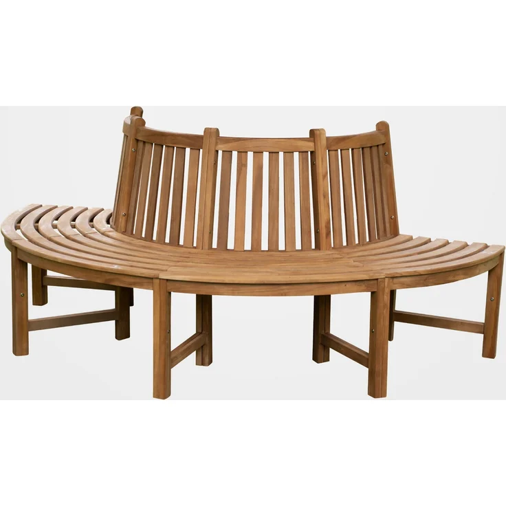 Baumbank RISEN - Holz Braun 203x44x90 cm | Halbrunde Sitzbank Mit Lehne Baumbank Gartenbank Für Baum – Bild 1
