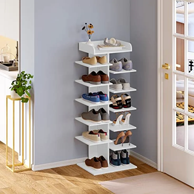 Woltu Schuhregal, 1-tlg, weiß, mit 12 Ebenen, platzsparendes Schuhorganizier – Bild 3