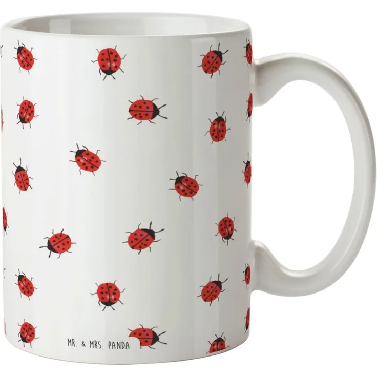 Mr. & Mrs. Panda Tasse Marienkäfer Design, Geschenktasse, Weiß, Kaffeetasse, Bedruckte Tasse, Keramik, Kaffeebecher Designtasse cappuccinotasse