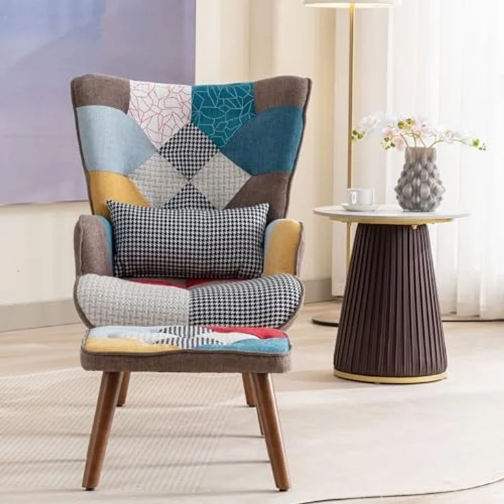 FurnitureR Bunte Sessel mit Banken, Retro-Design, Holzrahmen, Komfortables Kinderzimmer, Wohnzimmer und Möbel mit Attraktivität, Mehrfarbig – Bild 5