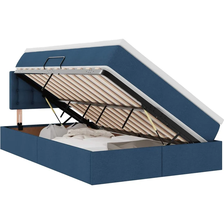 vidaXL LED-Speicherbett mit Matratze Blau 120 x 190 cm Stoff 3371261 – Bild 2