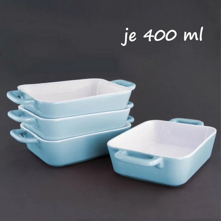 KVOTA Auflaufform 4-er Set rechteckig, keramik 400ml,MINI,ca. 9,5 x 4 x 13 cm,für je 1 Portion, Keramik, (4-St), Antikratz-Glasur – Bild 3
