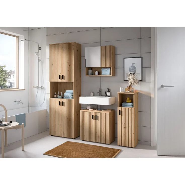 Badkombination B/H/T: 60x180x30 cm in Artisan Oak Nachbildung und -- – Bild 5