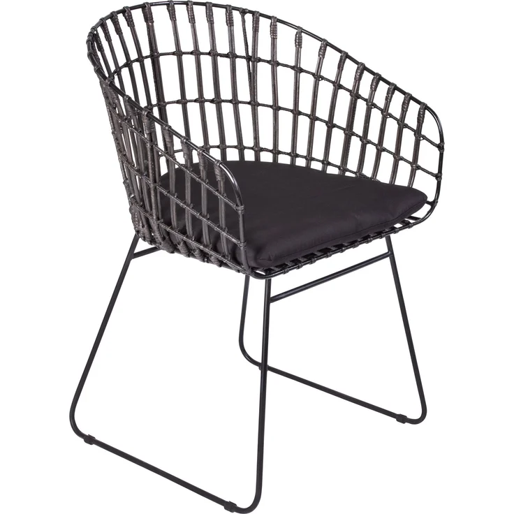 Esszimmerstuhl Armlehnenstuhl Rattan Farbe anthrazit inkl. Kissen LIMA 80547430 – Bild 1