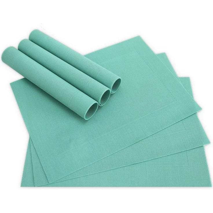 matches21 HOME & HOBBY Platzset Tischsets BORDA 6er Set Mint-grün als Tischuntersetzer, (6-St), Abwaschbare Platzsets als Tischunterlagen für Ess-Tisch Tisch-Deko