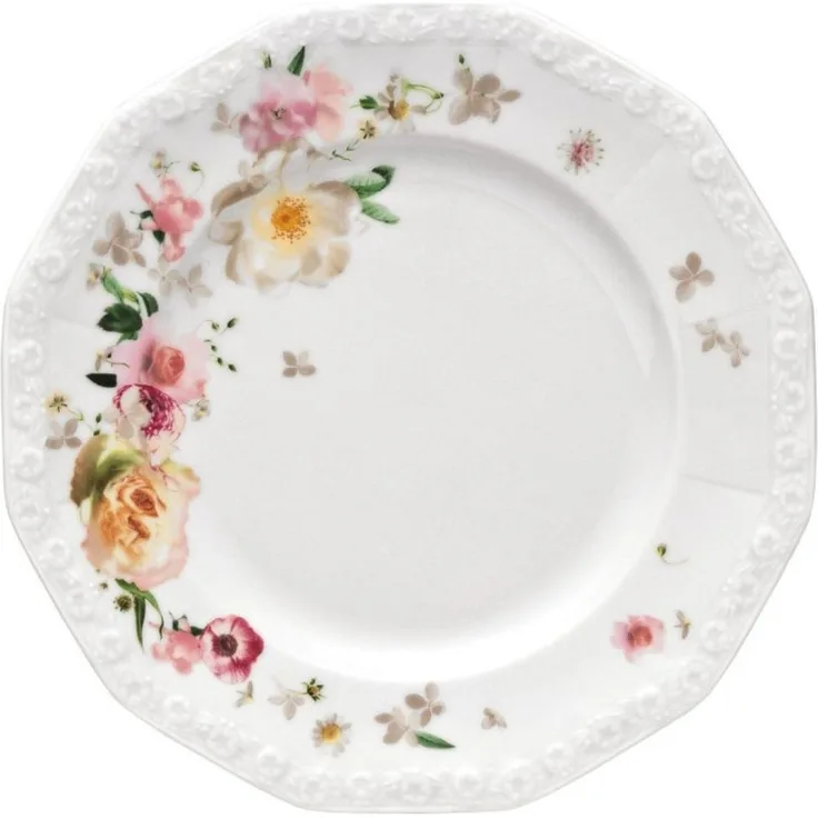 Frühstücksteller 21 cm Maria Pink Rose Rosenthal Frühstücksteller - Mikrowelle geeignet, Spülmaschinenfest