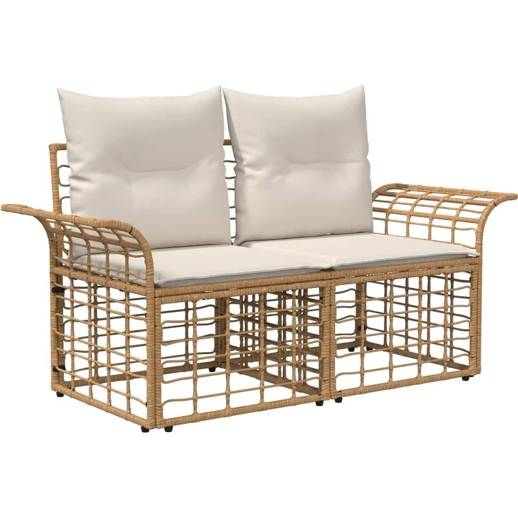 vidaXL Outdoor-Sofagarnitur 8 pcs Natürlich und Cremweiß Poly-Rattan 3437730 – Bild 3