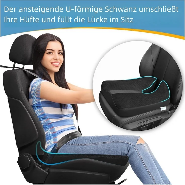 PFCTART Sitzkissen Auto Anti-Rutsch-Sitzkissen Ischias Entlastungskissen, Erhöhtes Autositzkissen – Bild 2