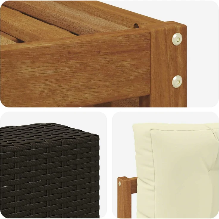 vidaXL Outdoor-Sofagarnitur 7 stk. 6-Sitzer Natur und Creme 3383063 – Bild 5