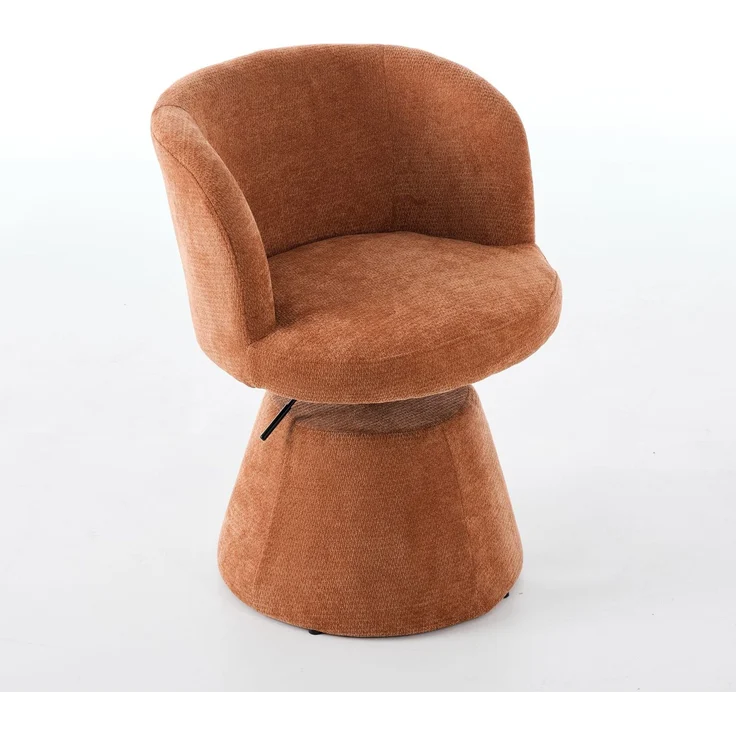 Höhenverstellbarer, um 360° drehbarer Barhocker, moderner, runder Esszimmerstuhl mit Chenille-Bezug, ergonomischer Akzentstuhl für Schlafzimmer, Kücheninsel und Bar, Einzelpackung, Terrakotta & Orange, DE1878OG – Orange – 57,5 ​​x 60 x 92,5 cm – YOUDENOVA – Bild 4