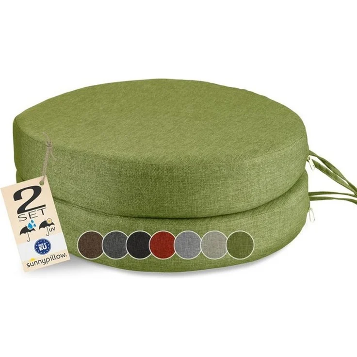 sunnypillow Stuhlkissen 2er Set Stuhlkissen Rund Ø 40 cm mit Bändern "HAVANA" – Bild 4