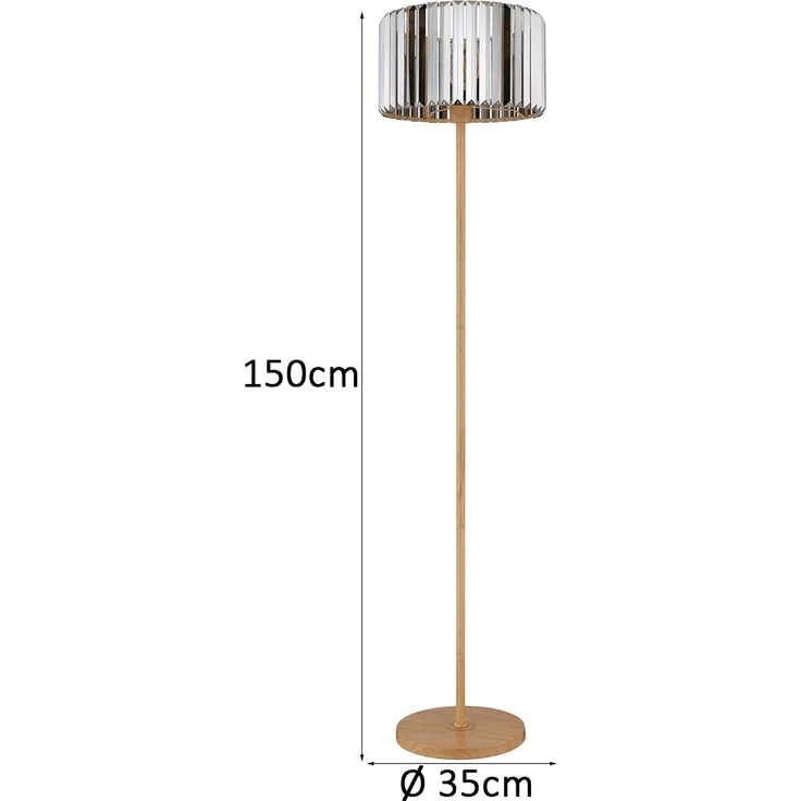 Moderne LED Stehlampe mit Lampenschirm aus Rauchglas Kristall, Höhe 150cm – Bild 4