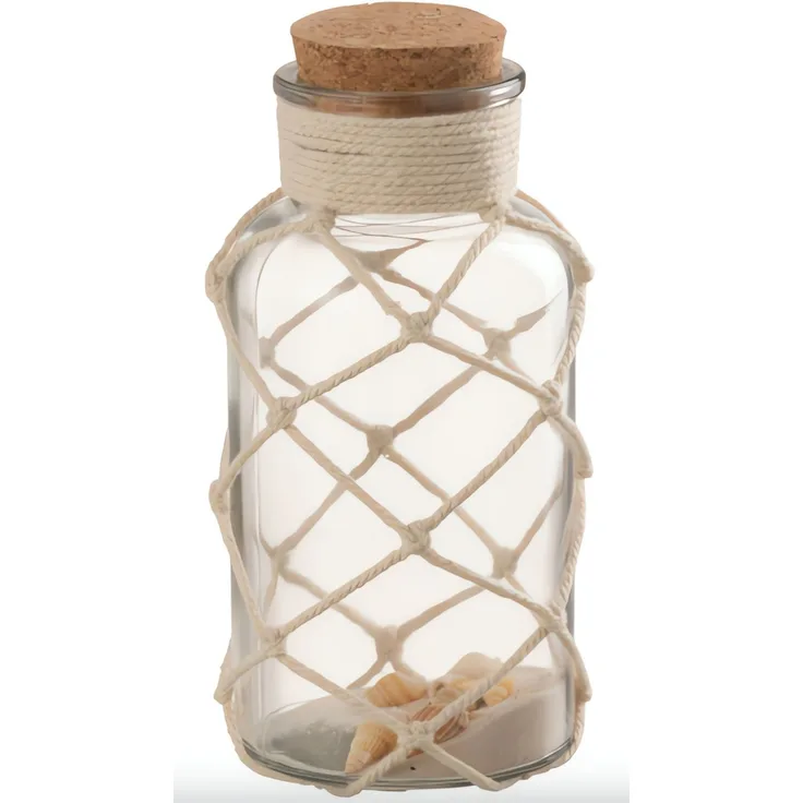 J-LINE / Vase Sand Muschel Glas Transparent Medium / L8,00xB8,00xH18,00cm