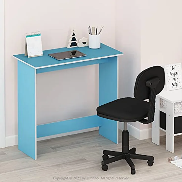 Furinno Simplistic Schreibtisch, Computertisch, PC-Tisch, Bürotisch, Holz, Hellblau / Weiß, 39. 4 x 80 x 75. 7 cm – Bild 3