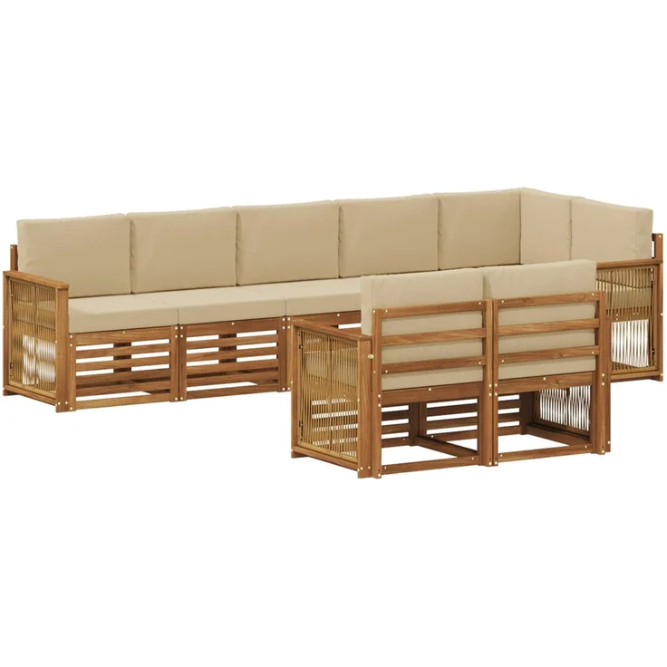 vidaXL Outdoor-Sofagarnitur 7 stk. 8-Sitzer Natur und Beige 3384509 – Bild 2