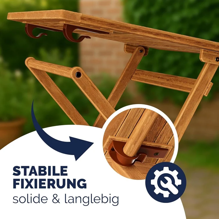 Casaria Klapptisch, klappbar, 80kg belastbar, Akazienholz natur, 70 x 70 x 73 cm – Bild 6