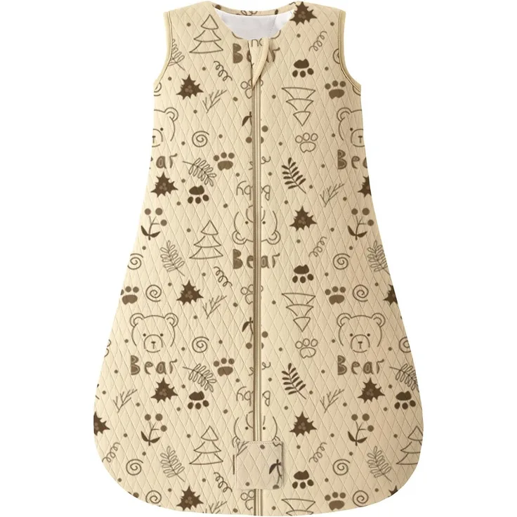 Yoofoss Schlafsack Baby Winter 2.5 Tog - 67cm/0-6 Monate Winterschlafsack Baumwolle Babyschlafsack Warm für Jungen Mädchen Apricotfarbener Bär