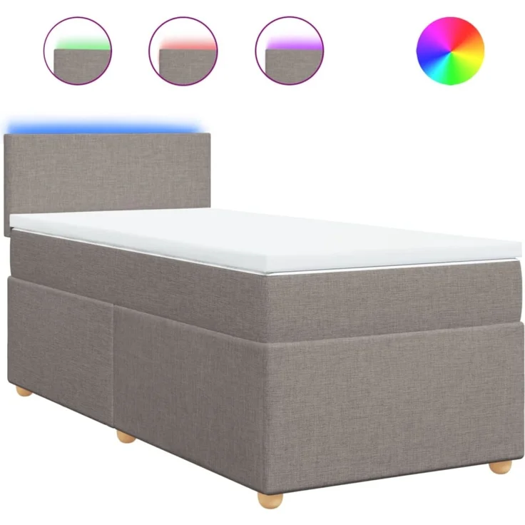 vidaXL Boxspringbett mit Matratze Taupe 90x200 cm Stoff 3288860 – Bild 2