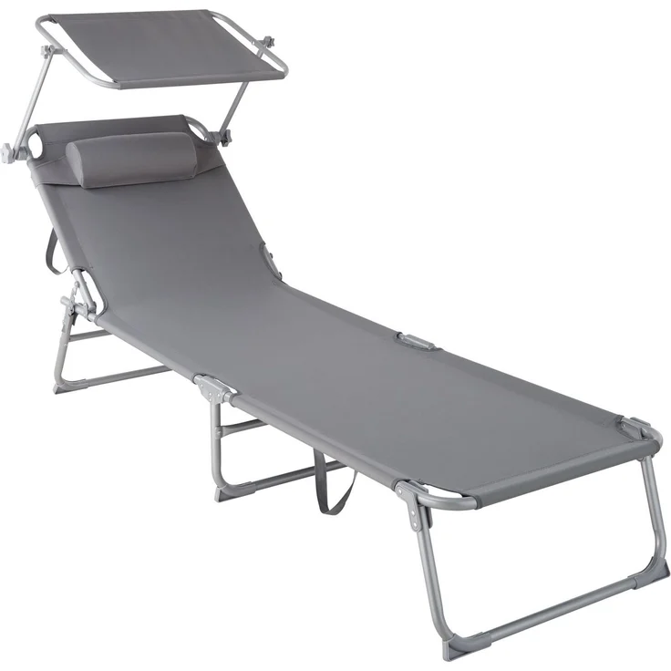 tectake Gartenliege Sonnenliege 4-stufig mit Kopfpolster, 1, 1 St, 1tlg, klappbar – Bild 3