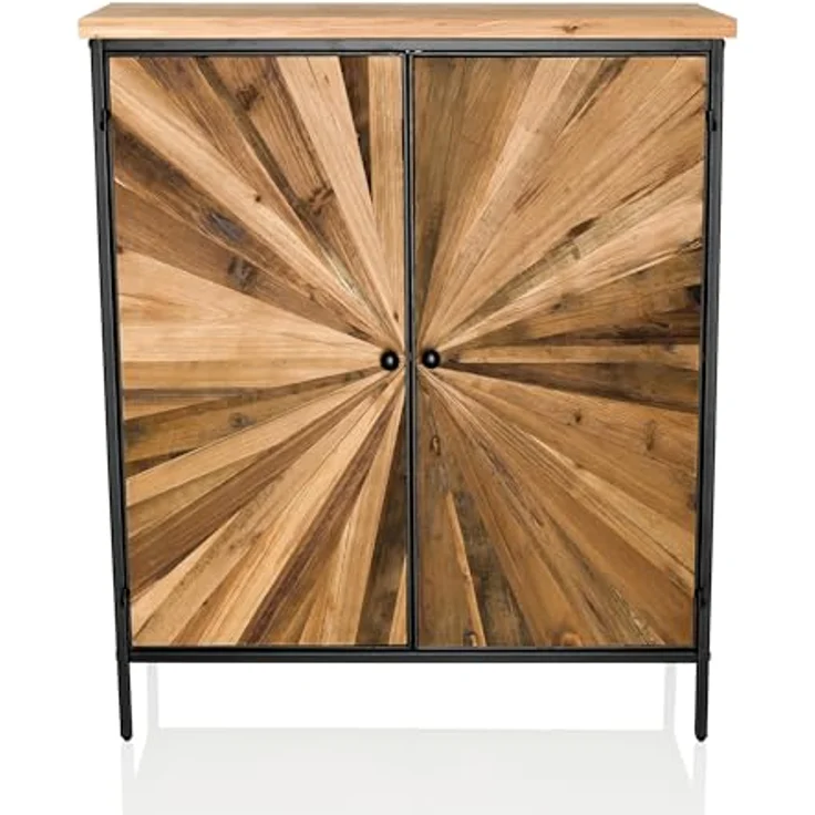 hjh LIVING Kommode aus massivem Holz, Doppeltüre SANTJAGO Black Sun XL Hochschrank für Wohnzimmer Schlafzimmer Flur, Aufbewahrungsschrank 80 x 34,5 x 94 cm – Bild 6