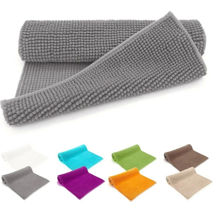 heimtexland Badematte Badvorleger Chenille Badteppich Duschvorleger, rutschhemmend beschichtet, Fußbodenheizung geeignet, schnell trocknend, strapazierfähig, fußbodenheizungsgeeignet, rutschfest, saugstark, Polyester, rechteckig, 70x120 cm, Hochflor, s... – Bild 2