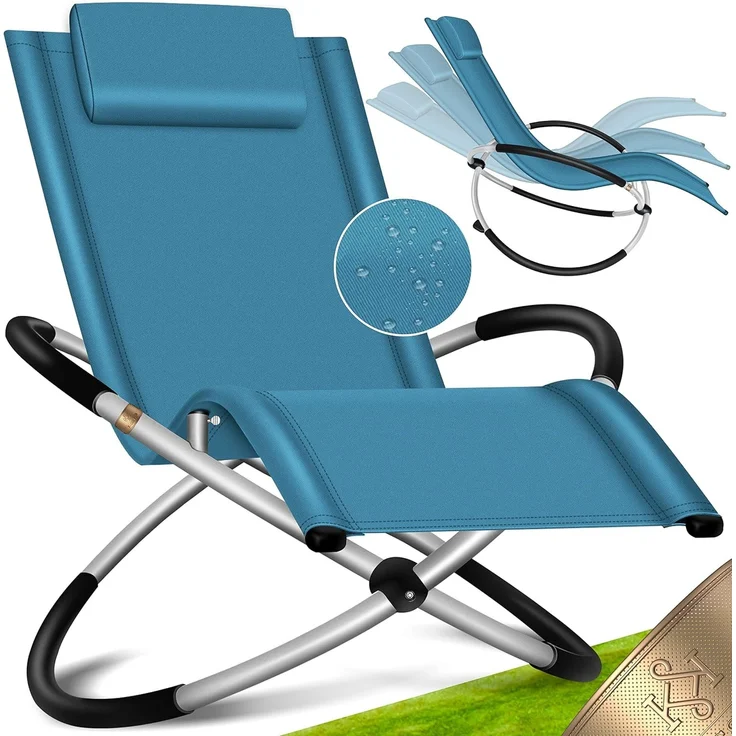 KESSER® Relaxliege Liegestuhl | Gartenliege | Gartenstuhl | Klappstuhl faltbar | Schwungliege | Schaukelsessel | ergonomische Relaxsessel | wetterfest | 180 kg Belastung | 174 x 78 x 89 cm Petrol Blau – Bild 1