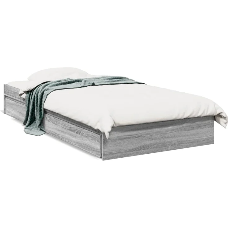 vidaXL Bettgestell mit Schubladen Grau Sonoma 90x200 cm Holzwerkstoff 3280683 – Bild 1