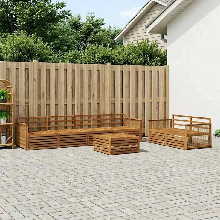 vidaXL Outdoor-Sofagarnitur 7 stk. 6-Sitzer Natur Massivholz Akazie 3383057 – Bild 1