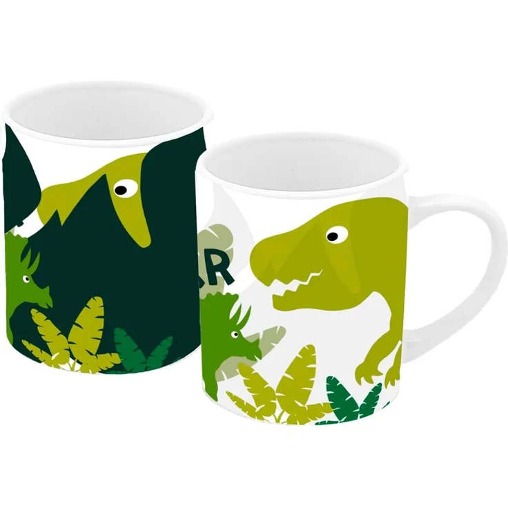 Geda Labels GmbH Tasse Farbwechsel Dinos, 1-tlg, Keramik, Grün, 250ml, mit Thermoeffekt