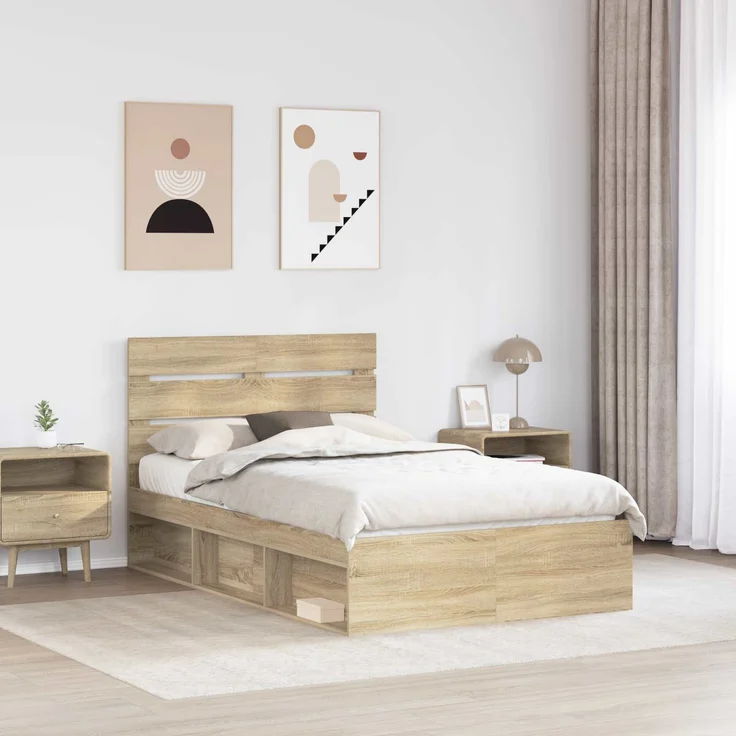 vidaXL Bettrahmen Sonoma 120 x 190 cm Massives Kiefernholz 3411770 – Bild 2